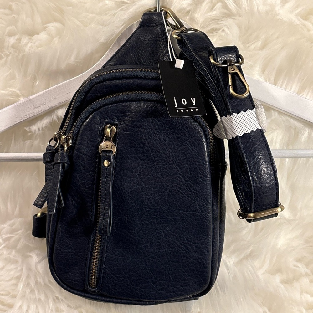 Joy Susan NWT Jolene Vegan Leather Phone Crossbody Bag in Navy - Picture 6 of 11